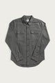 The Bridge & Burn Cole Slim Shirt in Stone is a long-sleeve, button-down slim fit shirt with two button-flap chest pockets, shown laid flat on a white background.